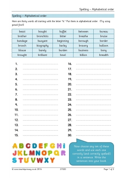 Spelling - alphabetical order