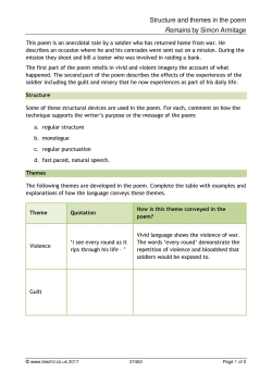 Structure and themes in 'Remains' Structure and themes in 'Remains'