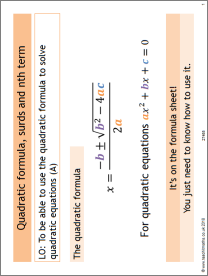 Quadratic formula, surds and nth term