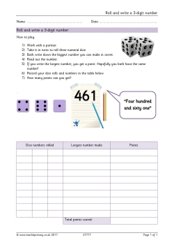 Roll and write a 3-digit number