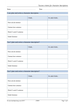 Success criteria for character descriptions Success criteria for character descriptions