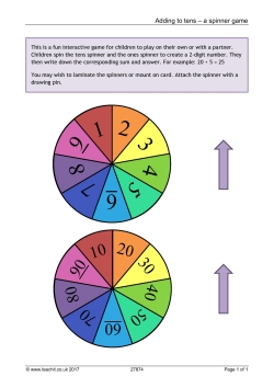 Adding to tens - a spinner game