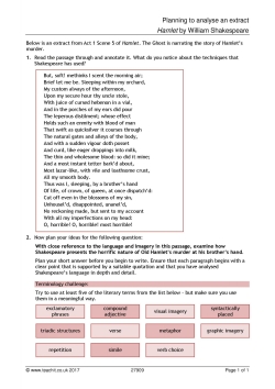 Planning to analyse an extract