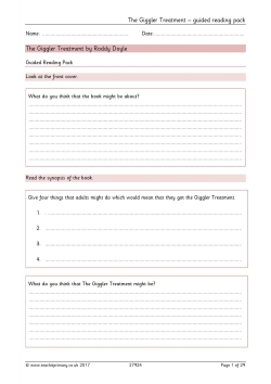 'The Giggler Treatment' – guided reading pack