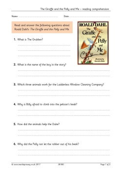 The Giraffe and the Pelly and Me – reading comprehension