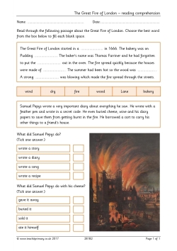 The Great Fire of London – reading comprehension