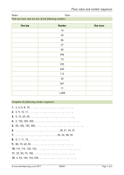 Place value and number sequences