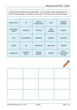 Measuring chemistry - bingo! Measuring chemistry - bingo!