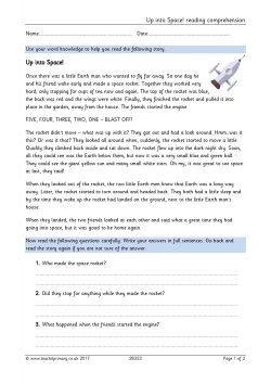 Up into space! reading comprehension