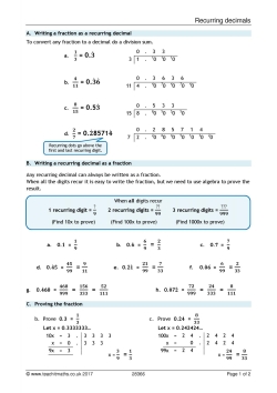 Recurring decimals and fractions review