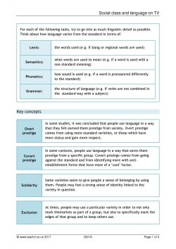 Social class and language on TV Social class and language on TV