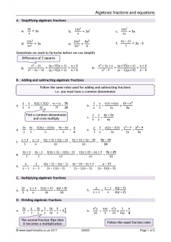 Algebraic fractions and equations review sheet