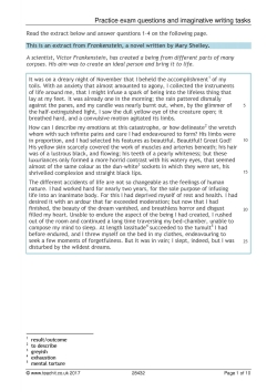 Practice exam questions and imaginative writing tasks
