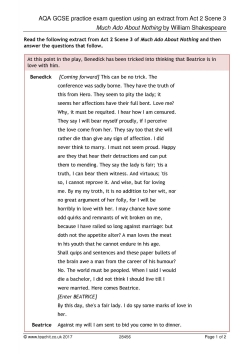 AQA GCSE practice exam question using an extract from Act 2 Scene 3