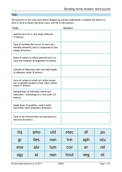 Bonding terms revision: word puzzle Bonding terms revision: word puzzle