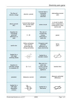 Electricity pairs game