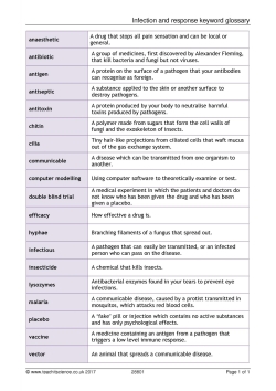 Infection and response keyword glossary