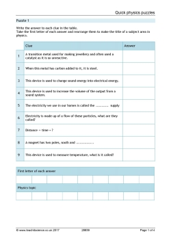 Quick physics puzzles Quick physics puzzles