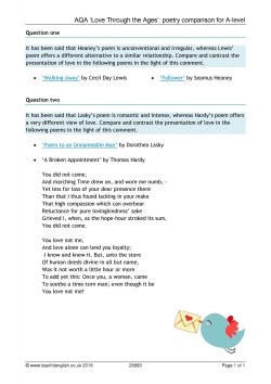 AQA 'Love Through the Ages': poetry comparison questions for A-level