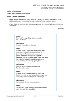 AQA Love through the ages practice paper
