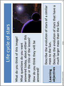 Life cycle of stars