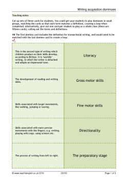 Writing acquisition dominoes