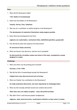 Renaissance medicine: review questions Renaissance medicine: review questions