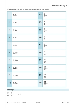 Fractions adding to 1 Fractions adding to 1