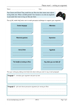 Please mum! – writing an argument Please mum! – writing an argument