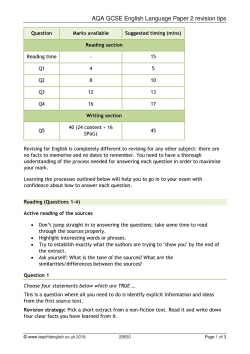 AQA GCSE English Language Paper 2 revision tips