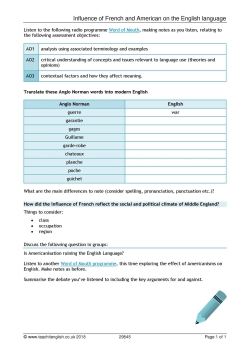 Influence of French and American on the English language