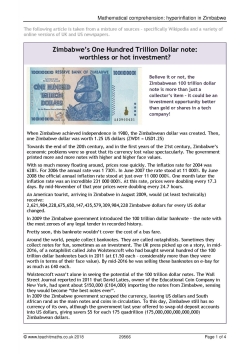 Mathematical comprehension: hyperinflation in Zimbabwe