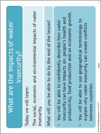 Impacts of water insecurity Impacts of water insecurity