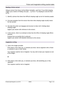 Fiction and imaginative writing practice tasks