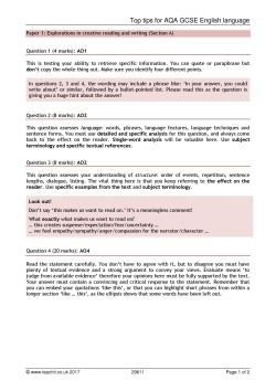 Top tips for AQA GCSE English Language Top tips for AQA GCSE English Language