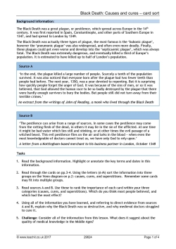 Black Death: Causes and cures – card sort