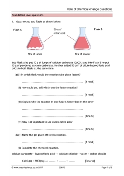 Rate of chemical change questions