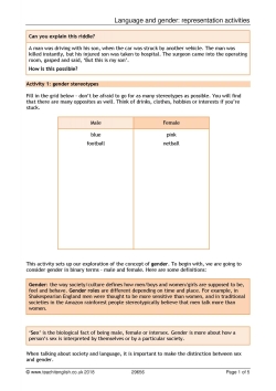 Language and gender: representation activities Language and gender: representation activities