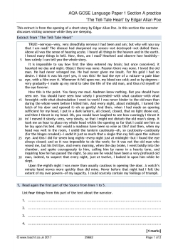 AQA GCSE Language Paper 1 Section A practice: 'The Tell-Tale Heart' AQA GCSE Language Paper 1 Section A practice: 'The Tell-Tale Heart'