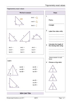 Trigonometry exact values