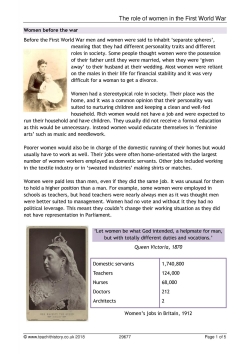 The role of women in the First World War