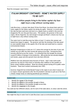 The Italian drought - cause, effect and response The Italian drought - cause, effect and response