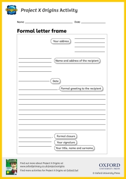 Project X Origins - formal letter writing frame
