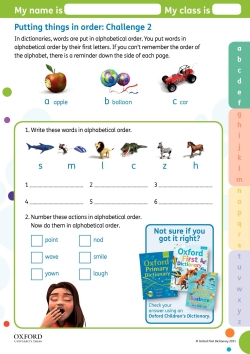 Oxford First Dictionary: putting things in order: challenge 2