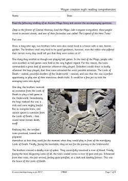 Mayan creation myth reading comprehension