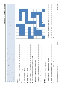 Chemical formulae crossword Chemical formulae crossword