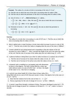 Differentiation - rates of change Differentiation - rates of change