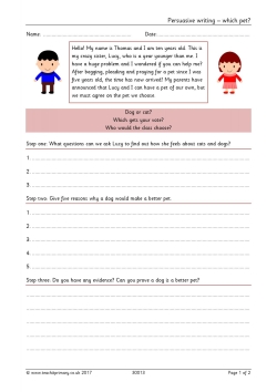 Persuasive writing – which pet?