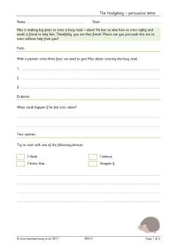 The Hodgeheg – persuasive letter The Hodgeheg – persuasive letter