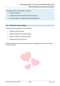 Comparing poems in the Love and relationships cluster